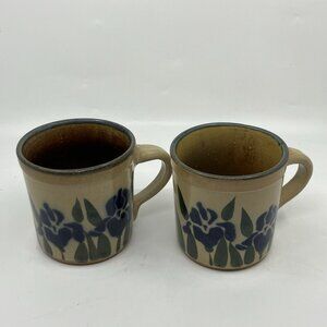 Monroe Salt Works Pottery Mugs Iris Handmade Art Studio Pottery Coffee Cup 4"